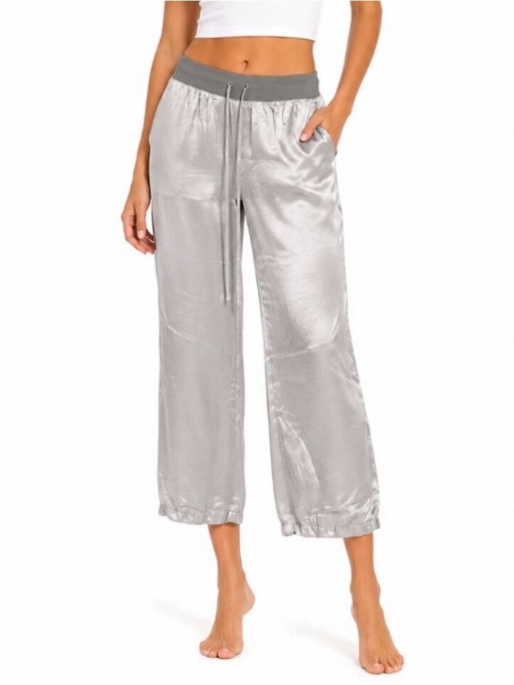 NWT PJ Harlow Jolie Satin Lounge
Pants Silver Extra Large XL